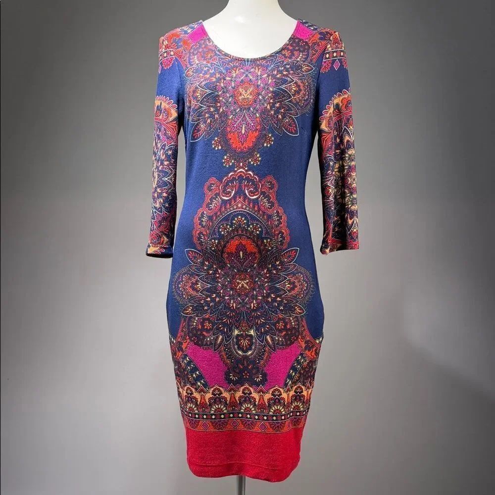 VENUS Blue and Red Patterned Dress (rack9)